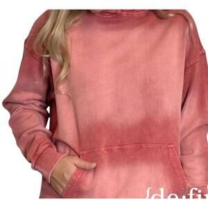 NEW EASEL boho bleach washed hoodie in red